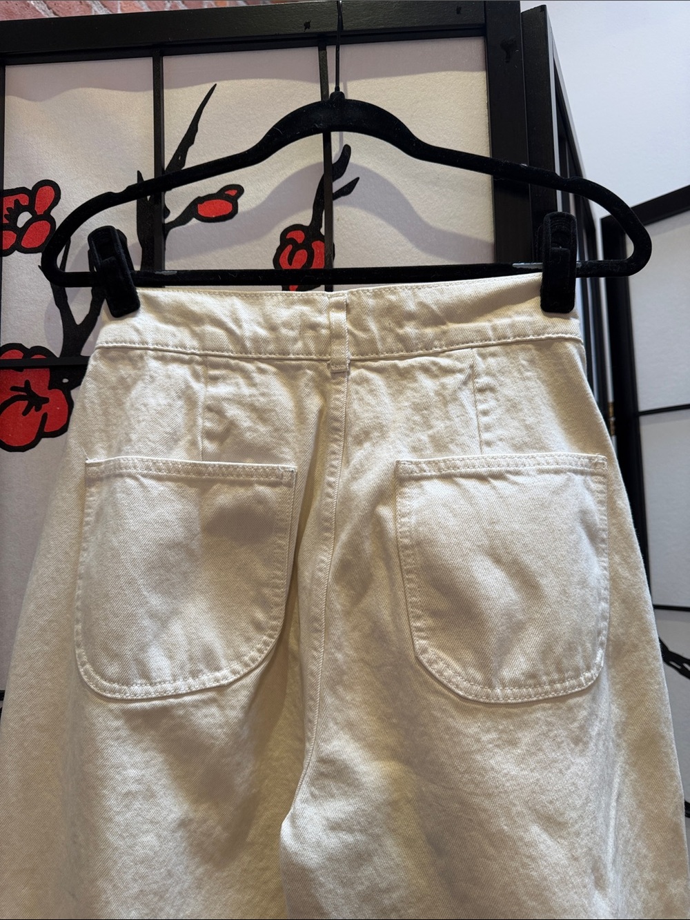 Zara Off-White Denim Button-Fly Pants - Picture 4 of 4
